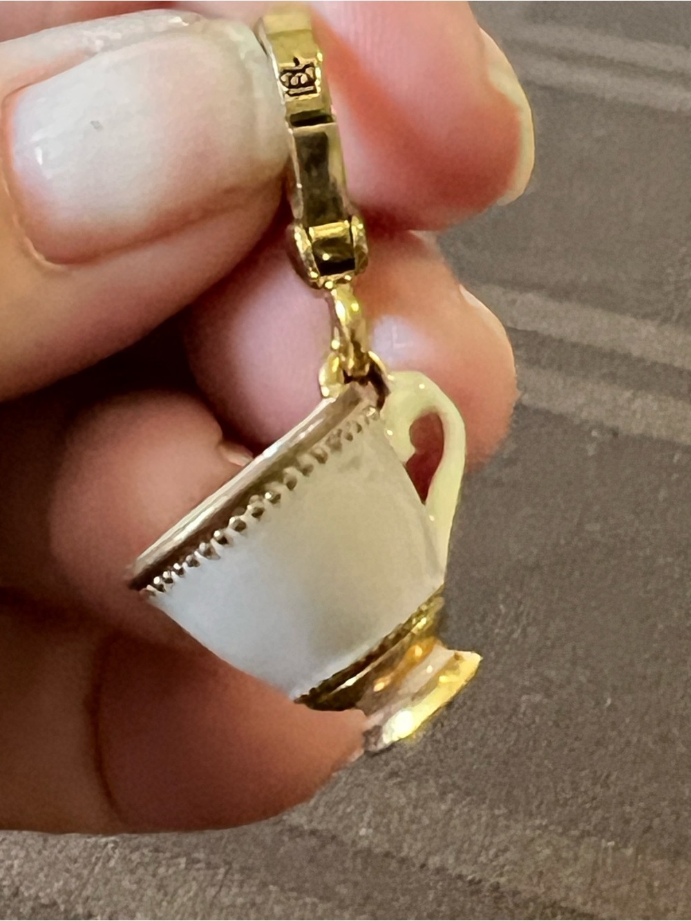 Vintage Juicy Couture Pink Enamel Teacup Charm Y2K Gold Tone